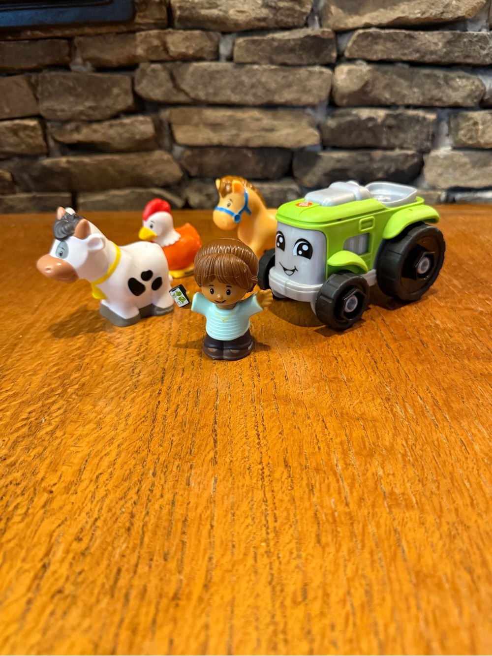 Little People Farm Animals, tractor and Koby with cell phone